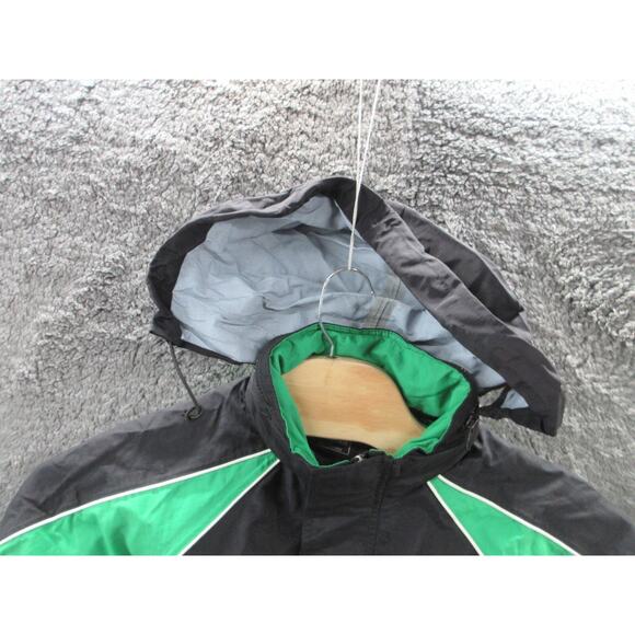 NWOT Vintage Prostar Pro Star Hidden Hood Men's Small Nylon Jacket Green & Black - Picture 10 of 15